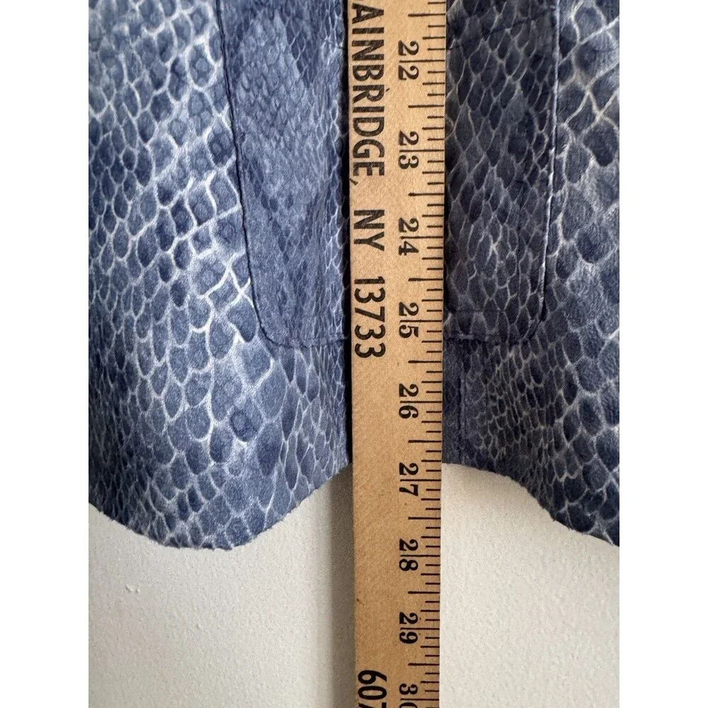 Susan Graver Jacket Blue Faux Snake Skin Zip Blazer Pockets Lined Size XL